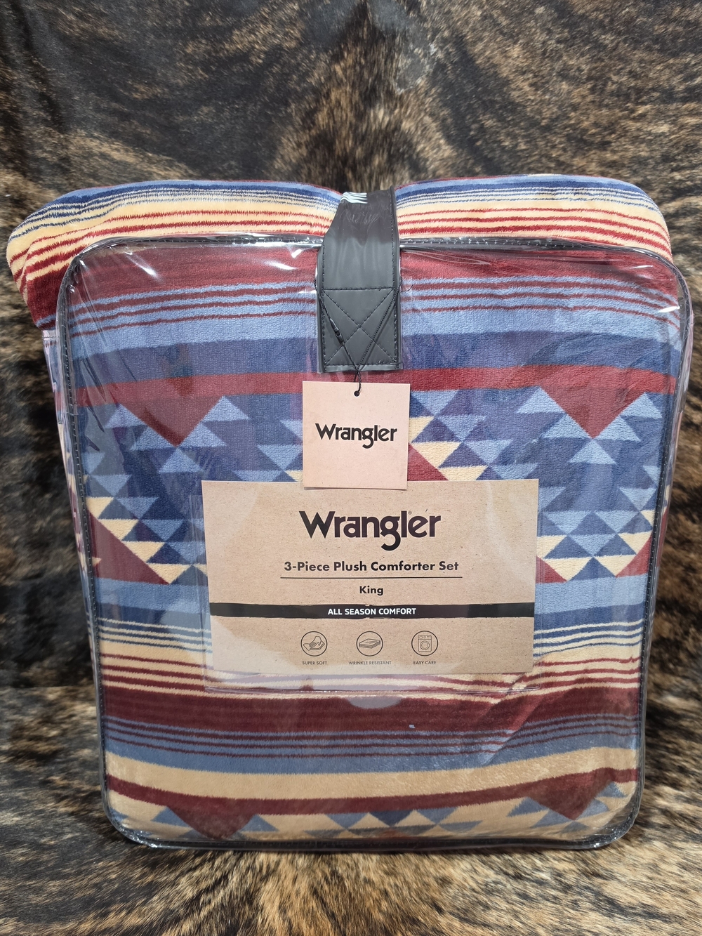 Wrangler King 3-Piece Plush Comforter Set in Southwestern Stripe Pattern